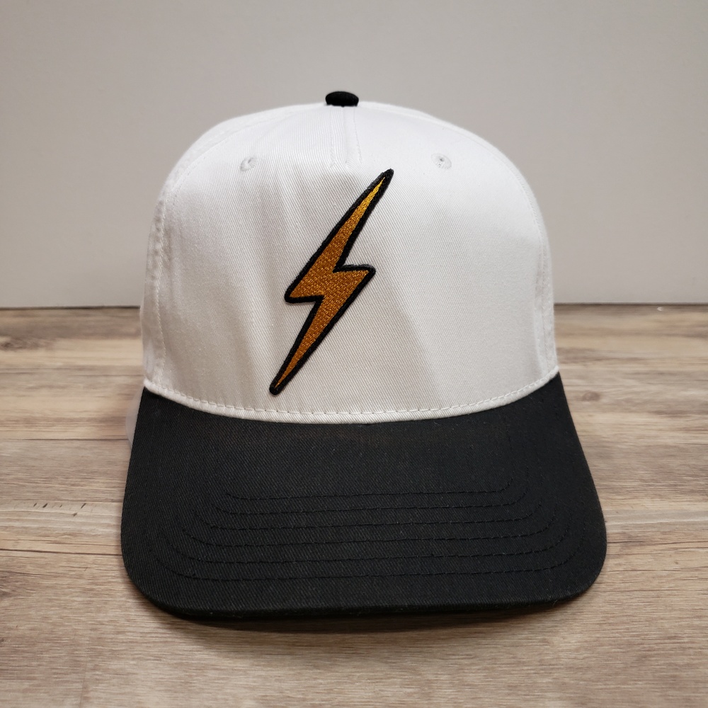 Aviator Nation Lightning Bolt Hat Cap Snapback Mens One Size White Black Adj